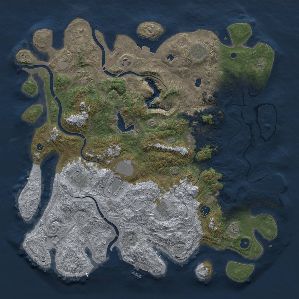 Rust Map: Procedural Map, Size: 4500, Seed: 1110696168, 15 Monuments