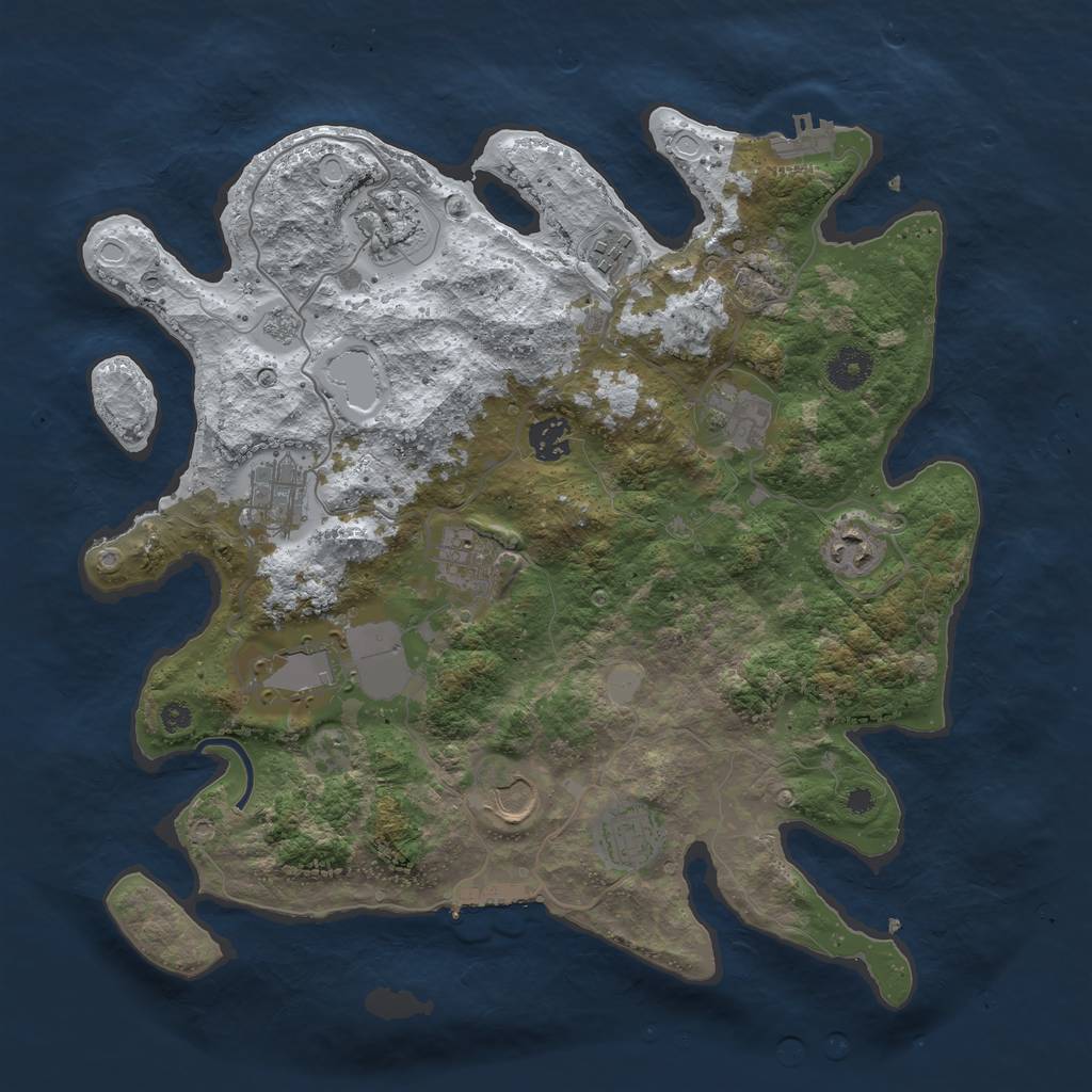 Rust Map: Procedural Map, Size: 3700, Seed: 53887744, 18 Monuments