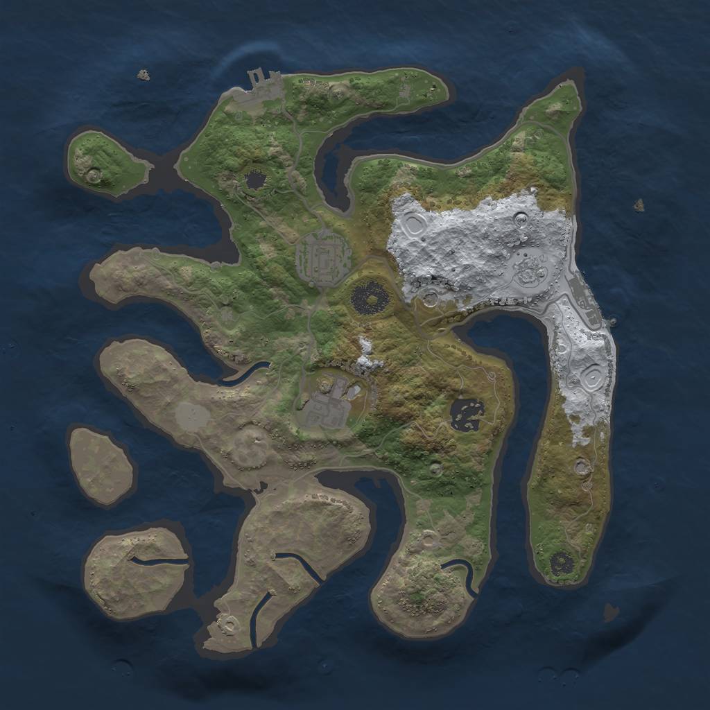 Rust Map: Procedural Map, Size: 3000, Seed: 69919, 12 Monuments