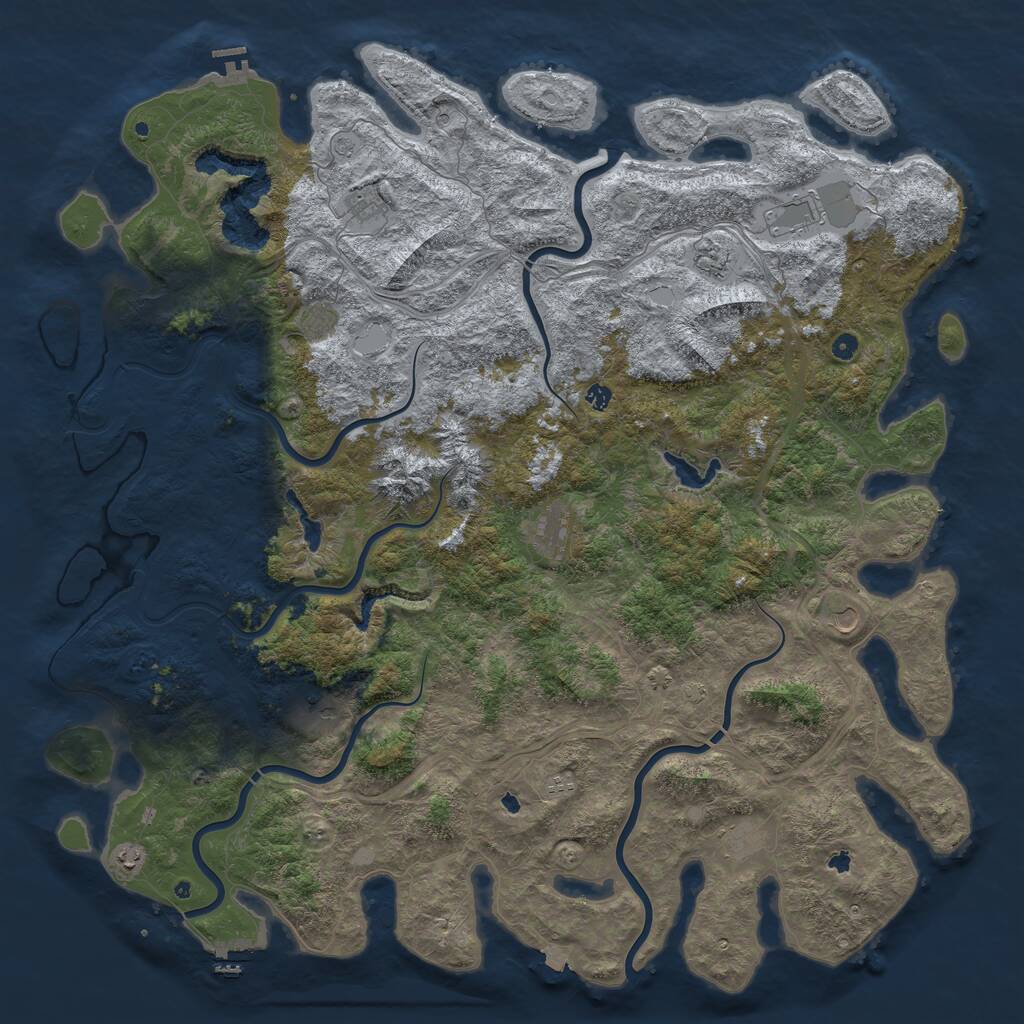 Rust Map: Procedural Map, Size: 6000, Seed: 451278136, 17 Monuments