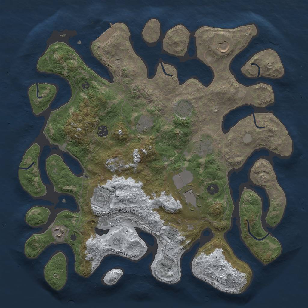 Rust Map: Procedural Map, Size: 4000, Seed: 8675309, 17 Monuments