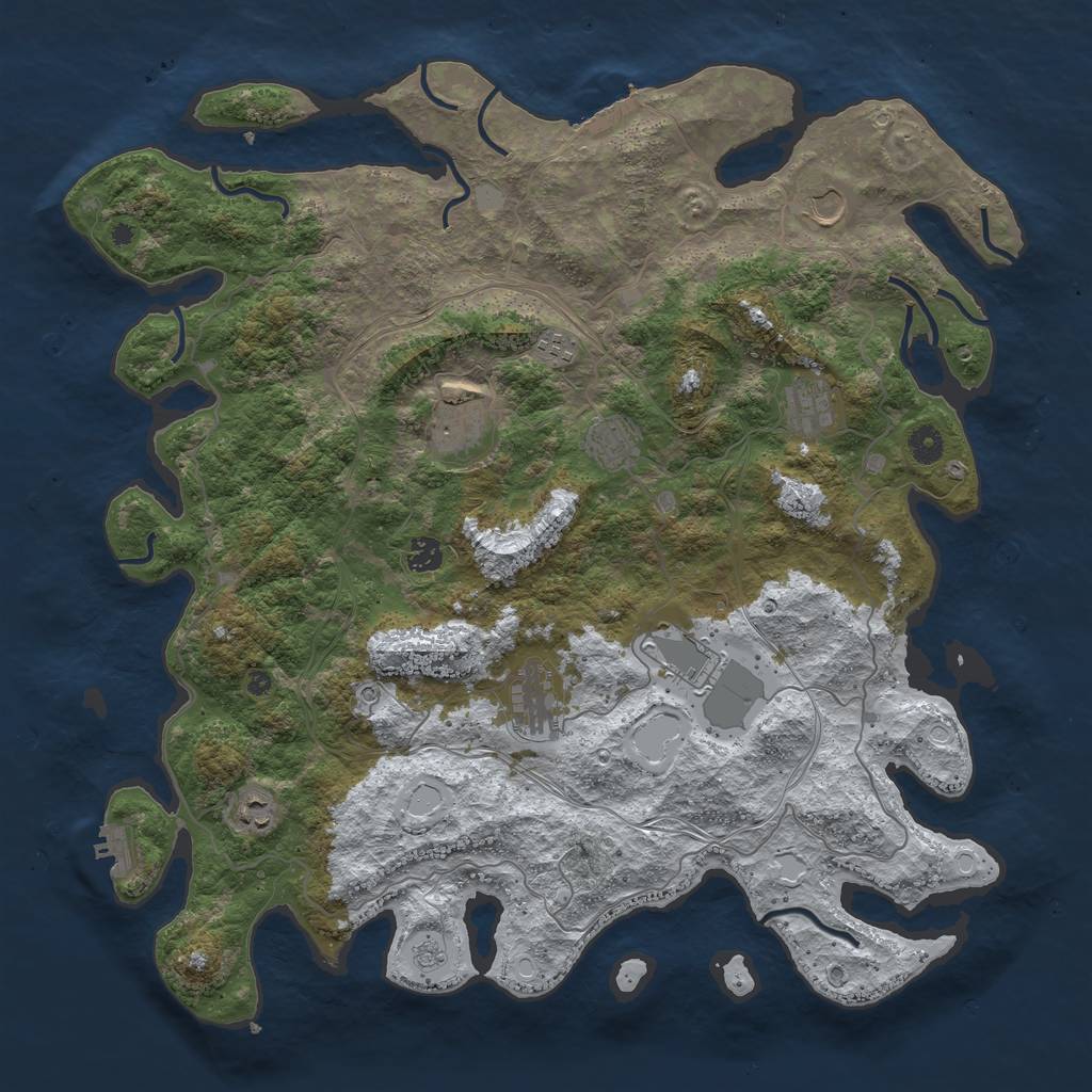 Rust Map: Procedural Map, Size: 4500, Seed: 1120547831, 18 Monuments