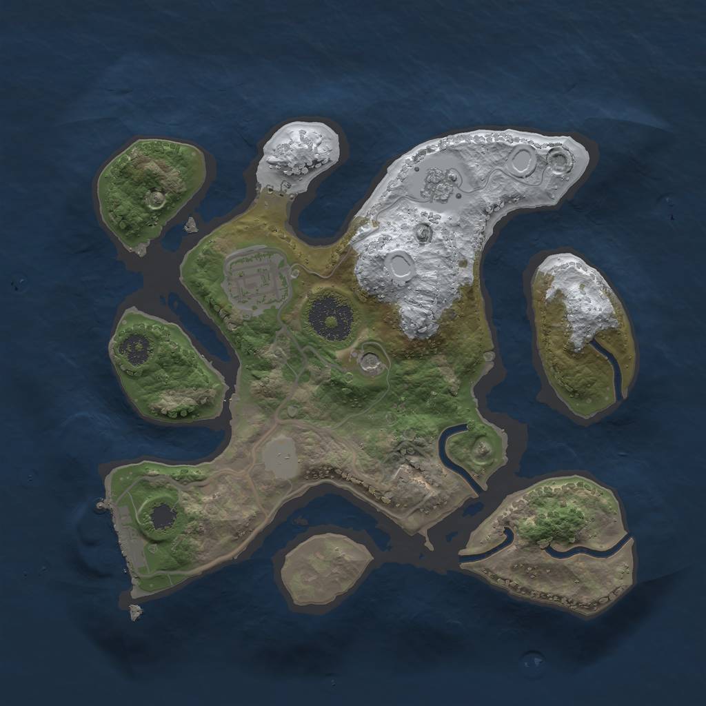 Rust Map: Procedural Map, Size: 2400, Seed: 13825, 9 Monuments