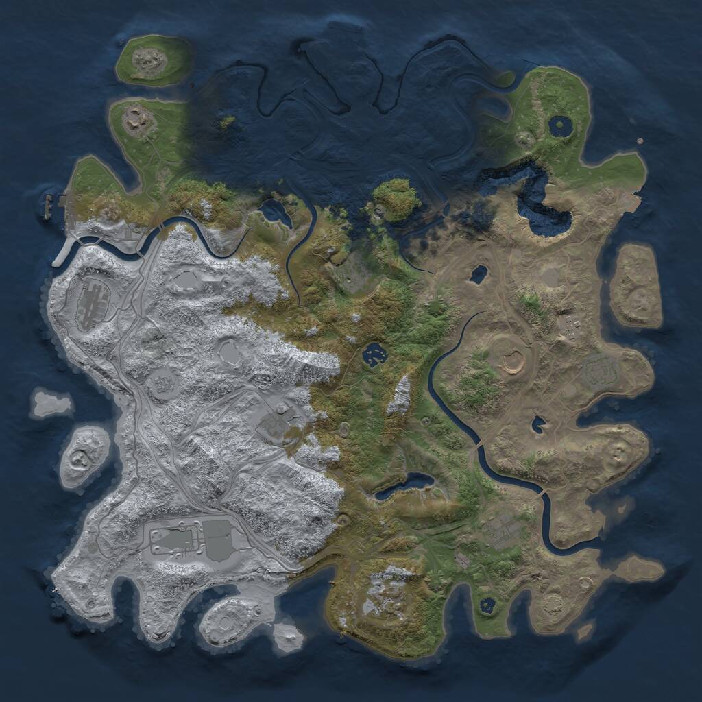 Rust Map: Procedural Map, Size: 4500, Seed: 1018168629, 17 Monuments