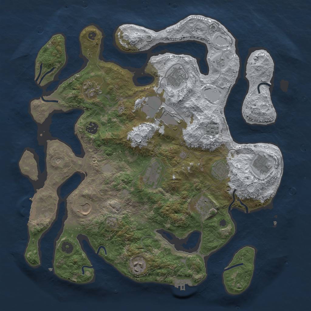 Rust Map: Procedural Map, Size: 3950, Seed: 1124217767, 20 Monuments