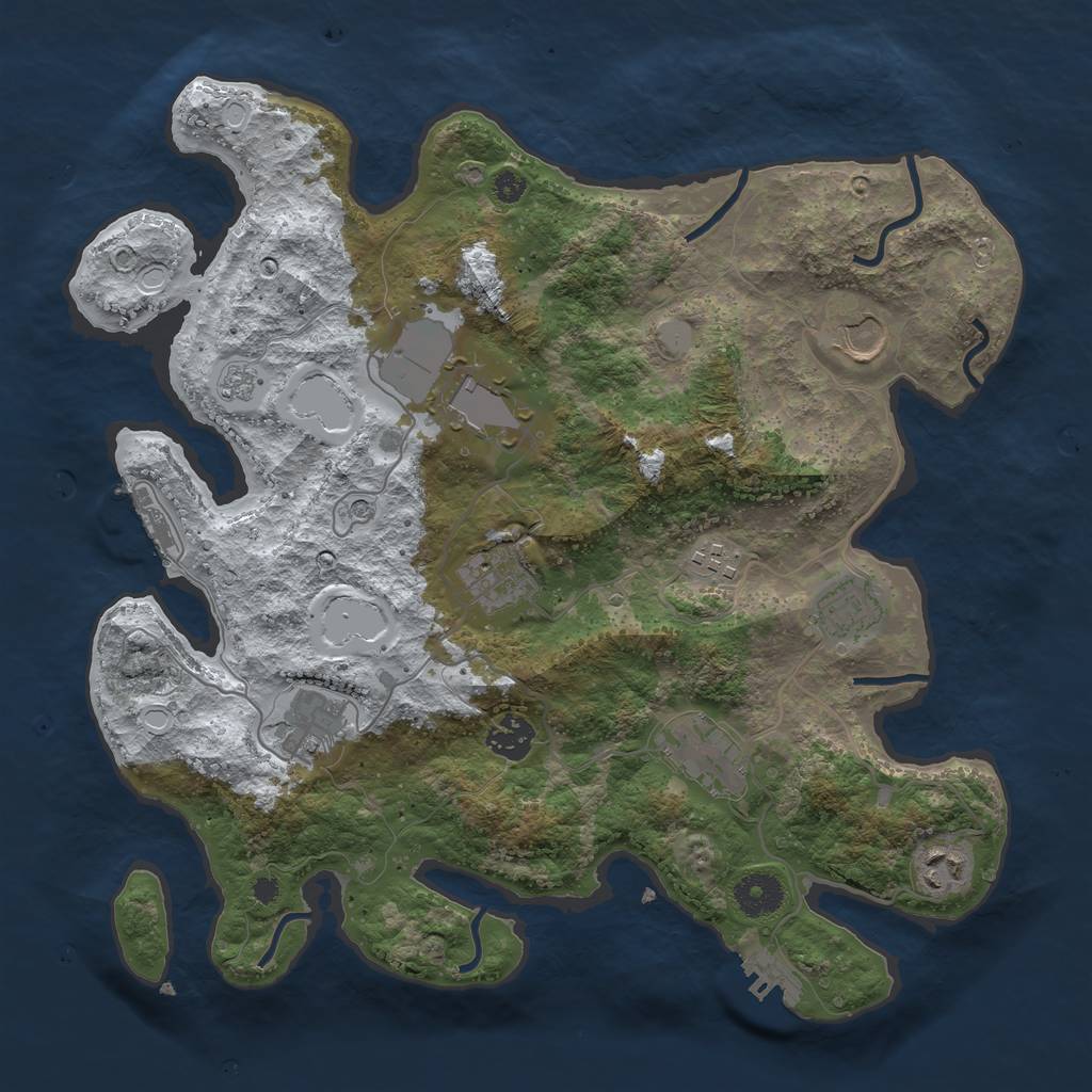 Rust Map: Procedural Map, Size: 3600, Seed: 1093174732, 18 Monuments