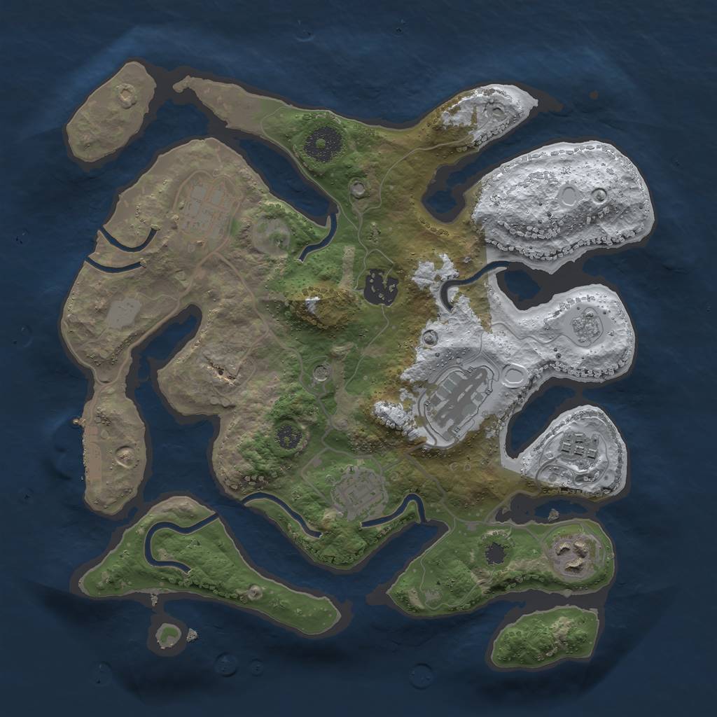 Rust Map: Procedural Map, Size: 3000, Seed: 489895041, 14 Monuments
