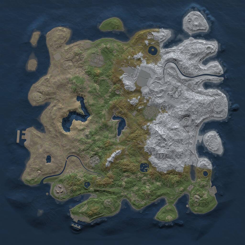 Rust Map: Procedural Map, Size: 4000, Seed: 309147, 13 Monuments