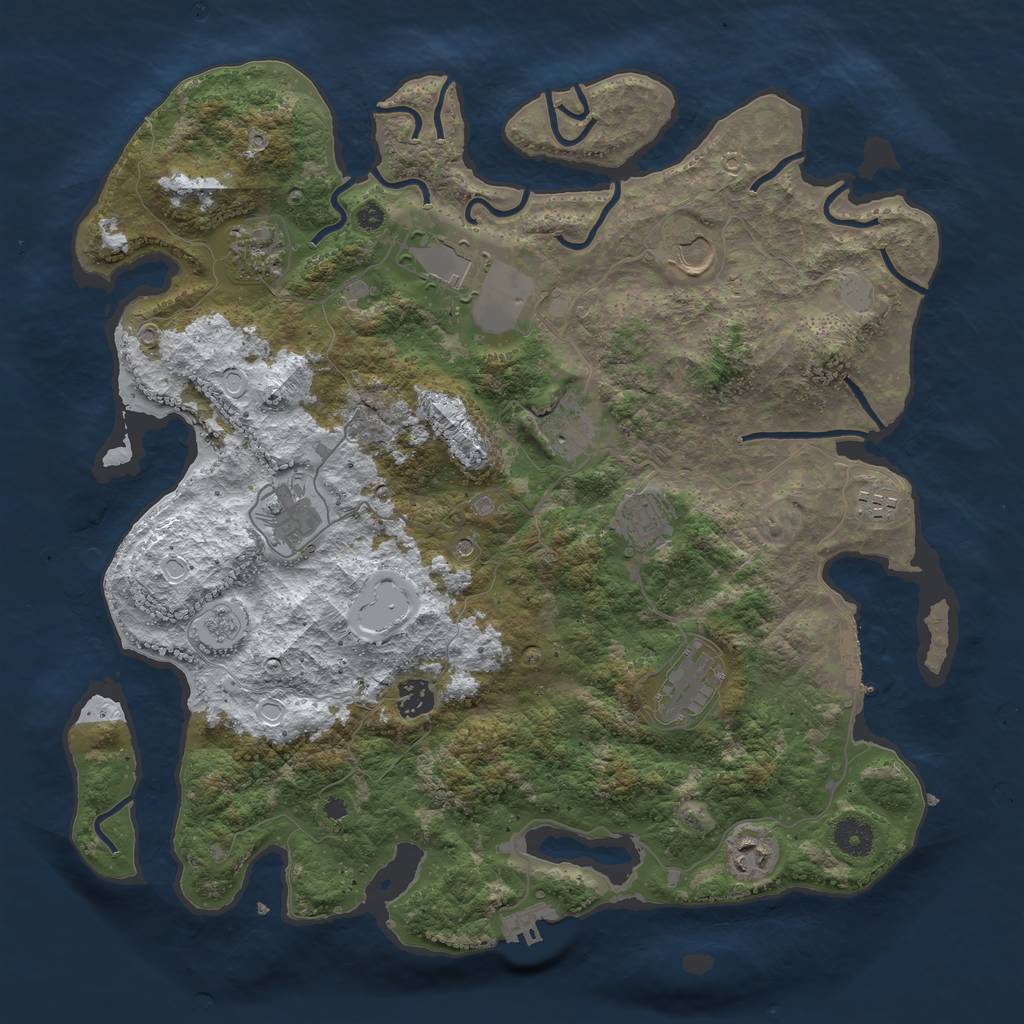 Rust Map: Procedural Map, Size: 3950, Seed: 109392757, 19 Monuments