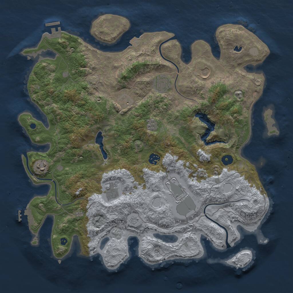 Rust Map: Procedural Map, Size: 4050, Seed: 1863956496, 14 Monuments