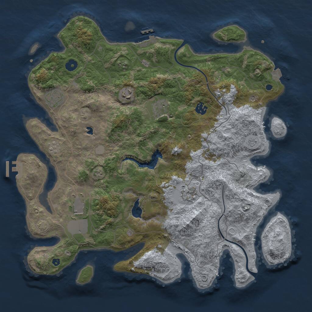 Rust Map: Procedural Map, Size: 4000, Seed: 642983747, 13 Monuments