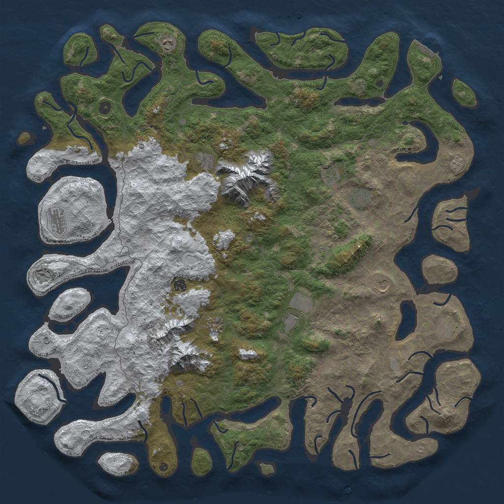Rust Map: Procedural Map, Size: 6000, Seed: 1243, 19 Monuments