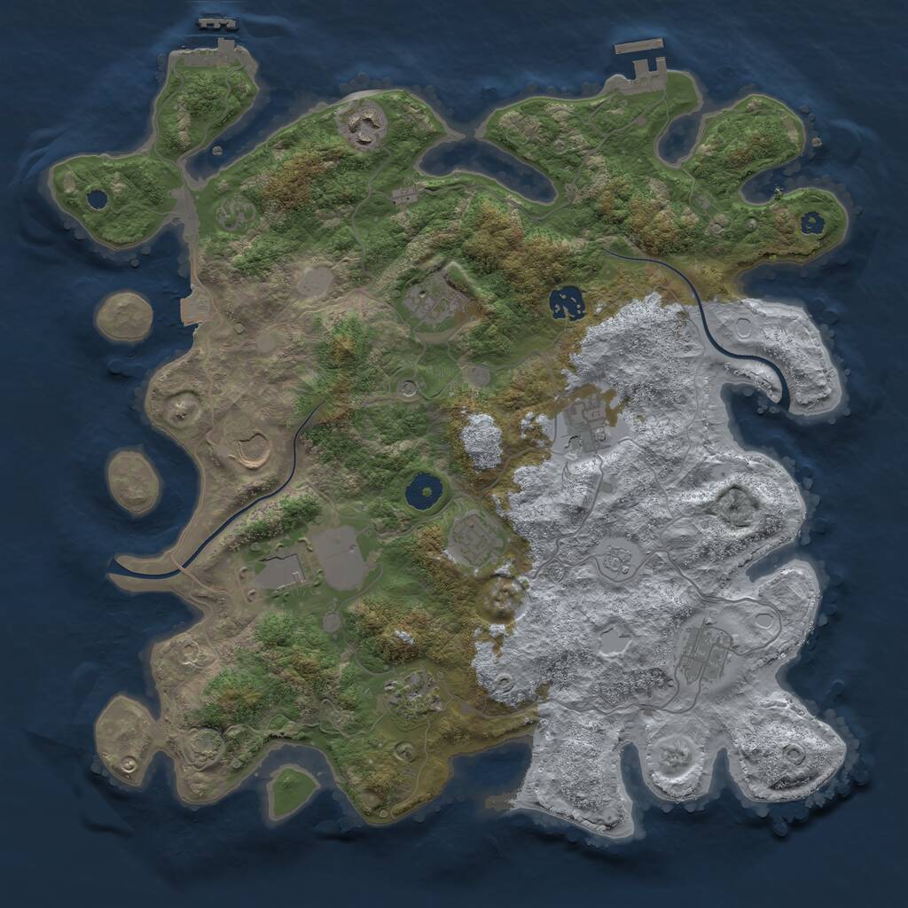 Rust Map: Procedural Map, Size: 3800, Seed: 1623780793, 15 Monuments