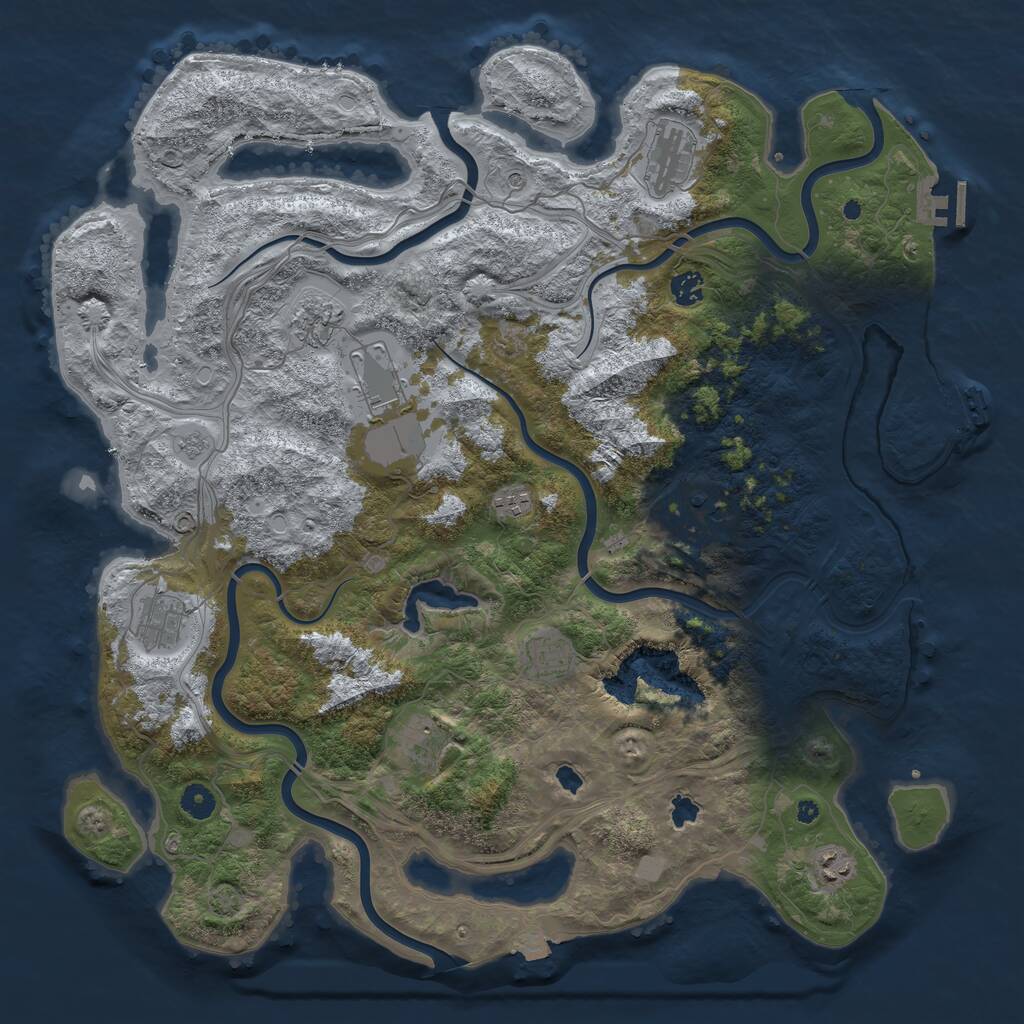 Rust Map: Procedural Map, Size: 4500, Seed: 2143834, 16 Monuments