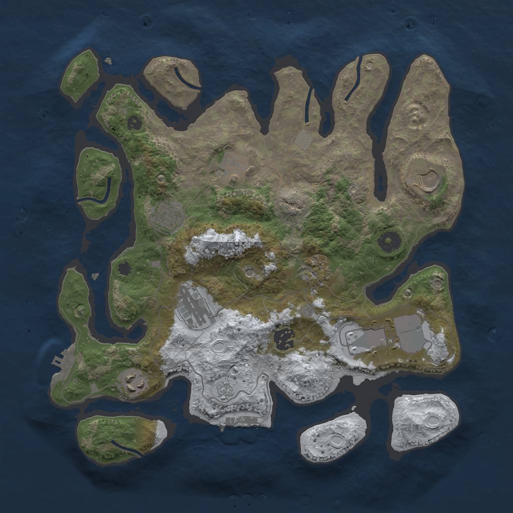 Rust Map: Procedural Map, Size: 3500, Seed: 886038, 17 Monuments