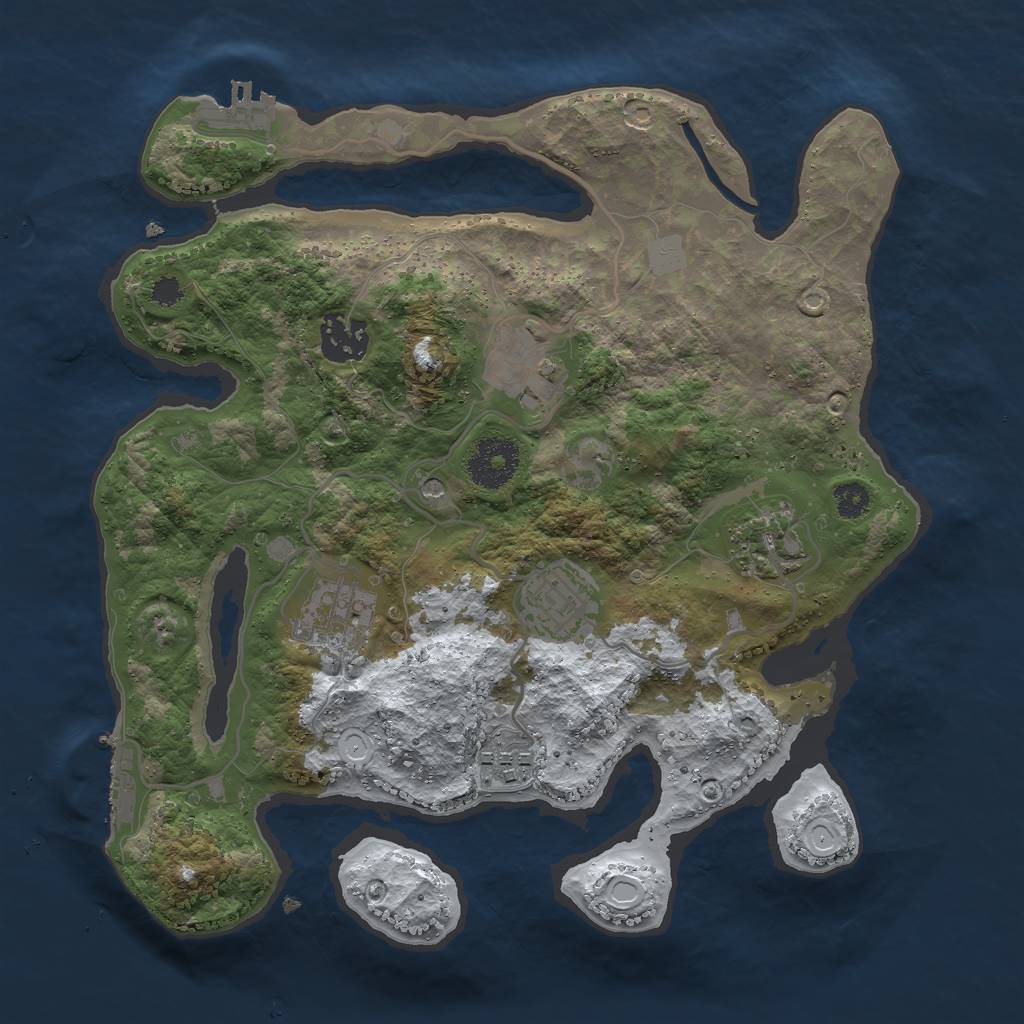 Rust Map: Procedural Map, Size: 3000, Seed: 766216, 14 Monuments