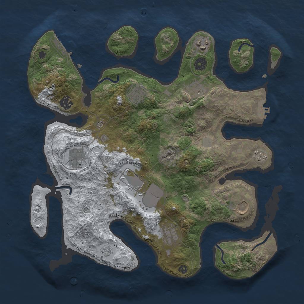 Rust Map: Procedural Map, Size: 3510, Seed: 5614907, 18 Monuments