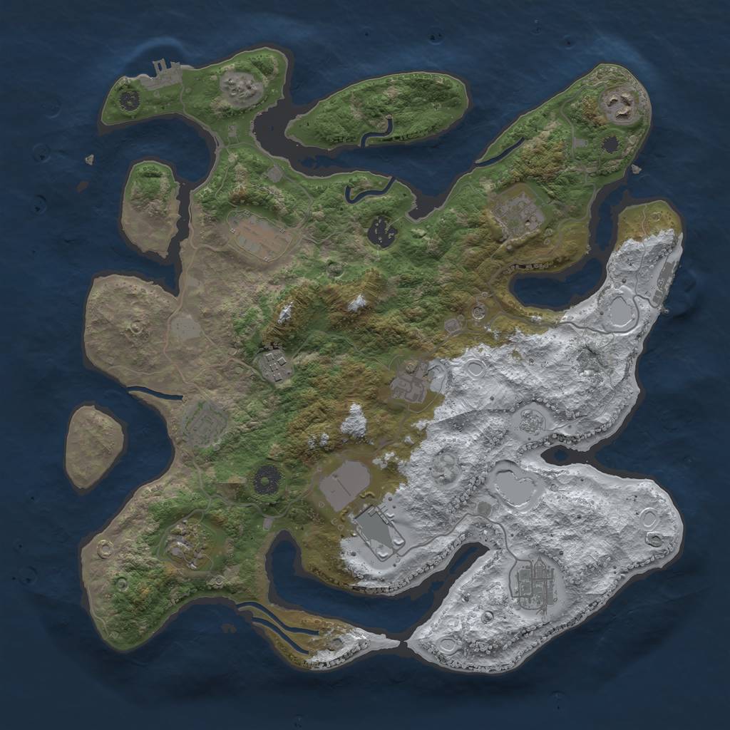 Rust Map: Procedural Map, Size: 3750, Seed: 5242117, 19 Monuments