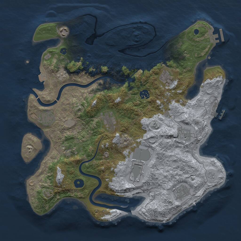 Rust Map: Procedural Map, Size: 3750, Seed: 5242117, 16 Monuments
