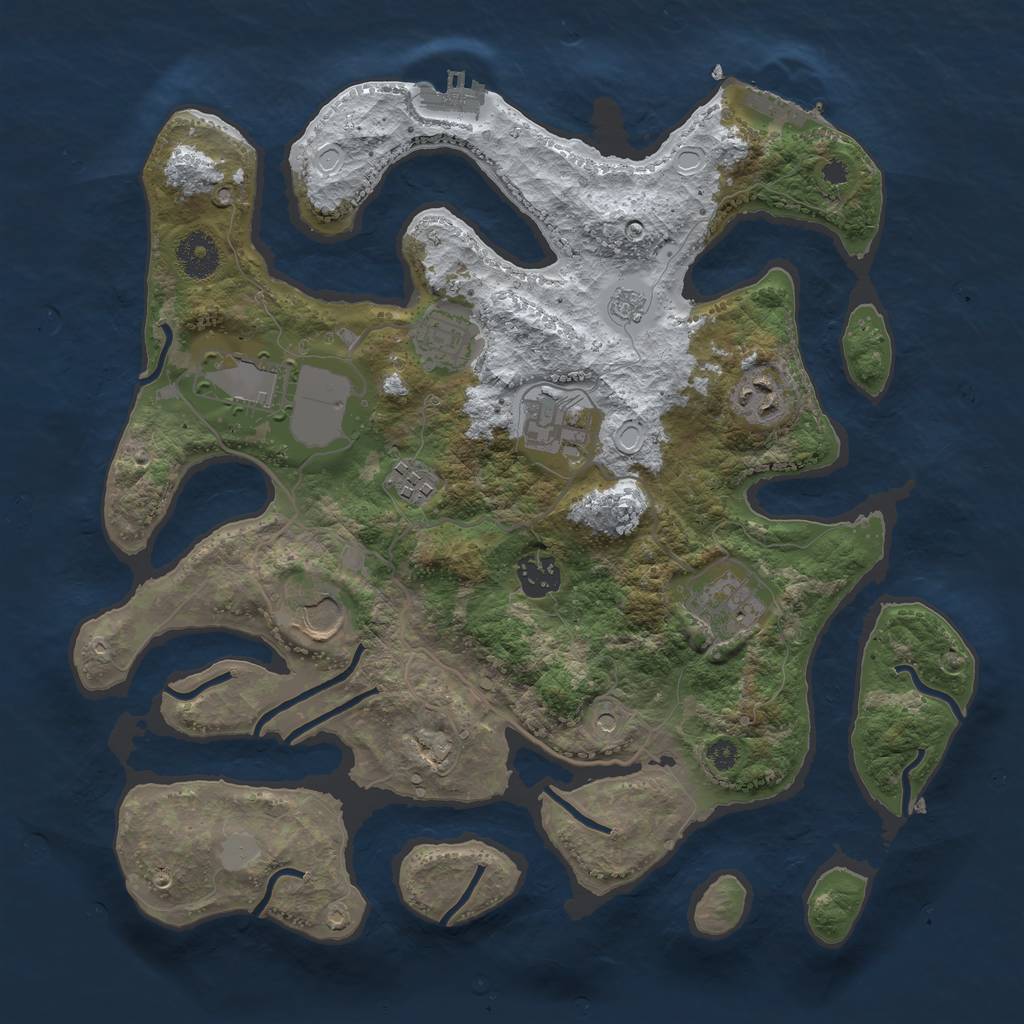 Rust Map: Procedural Map, Size: 3500, Seed: 3427021, 17 Monuments