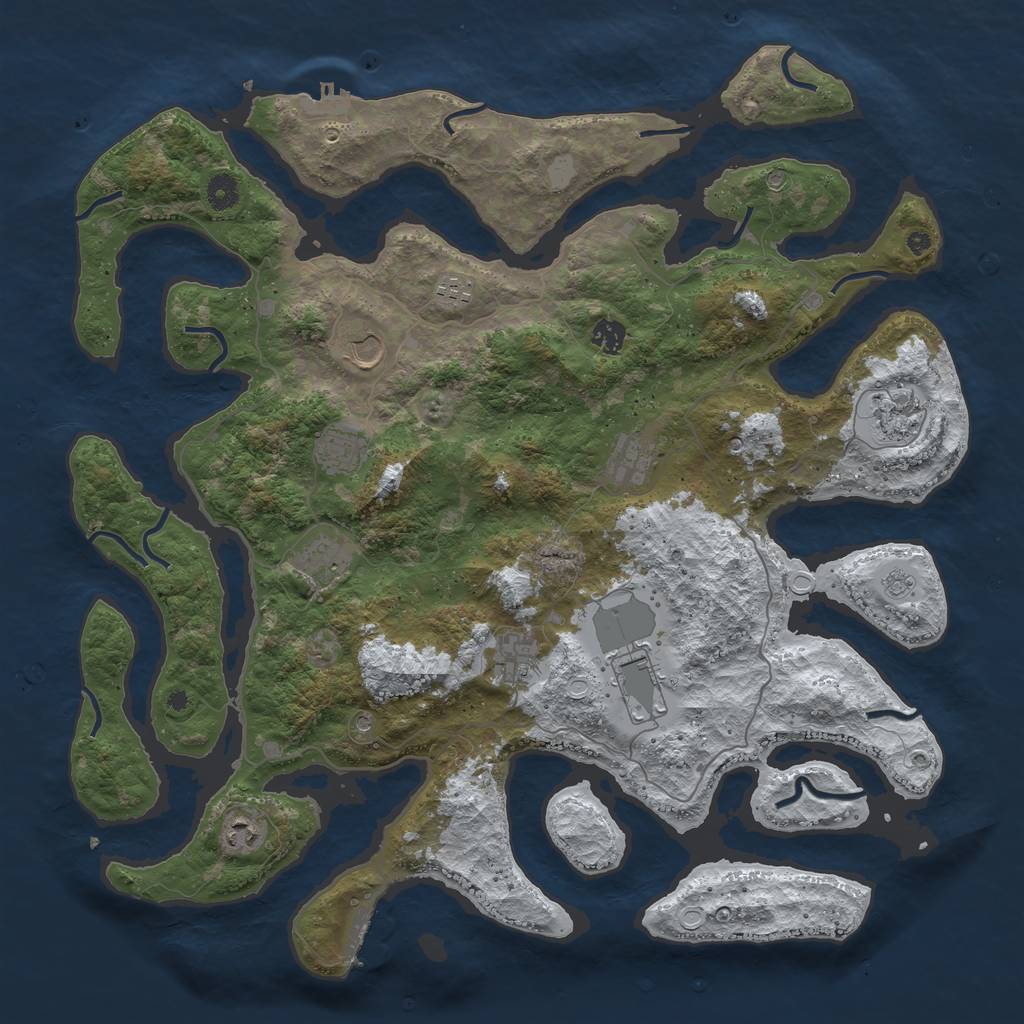 Rust Map: Procedural Map, Size: 4500, Seed: 535678, 19 Monuments