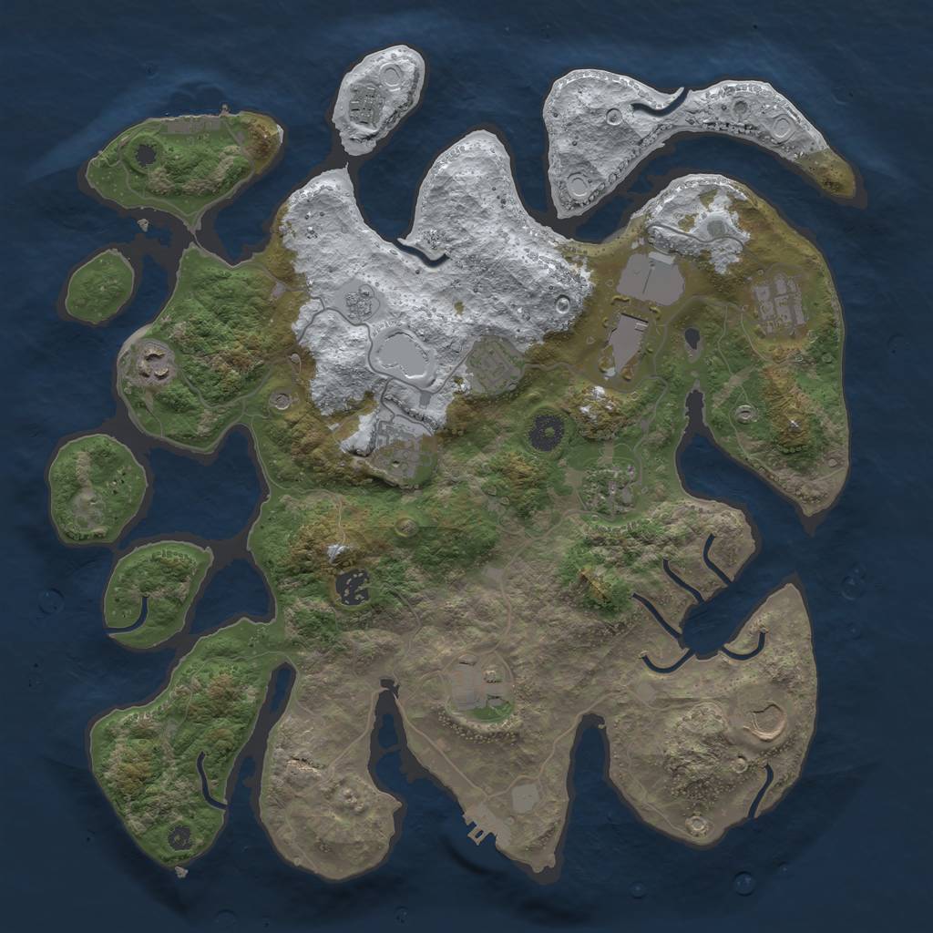 Rust Map: Procedural Map, Size: 3850, Seed: 284896063, 19 Monuments