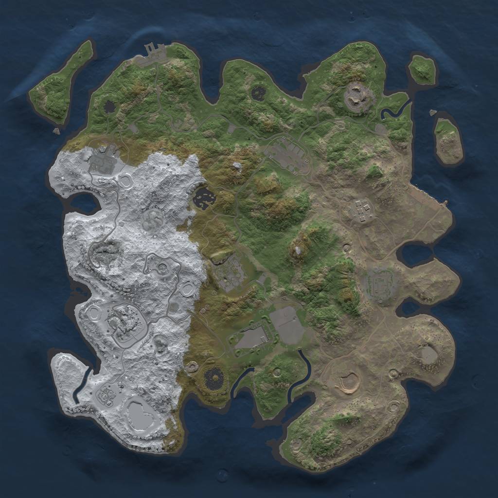 Rust Map: Procedural Map, Size: 3500, Seed: 1076182732, 19 Monuments