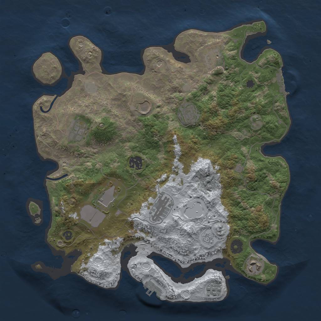 Rust Map: Procedural Map, Size: 3500, Seed: 1012586, 18 Monuments