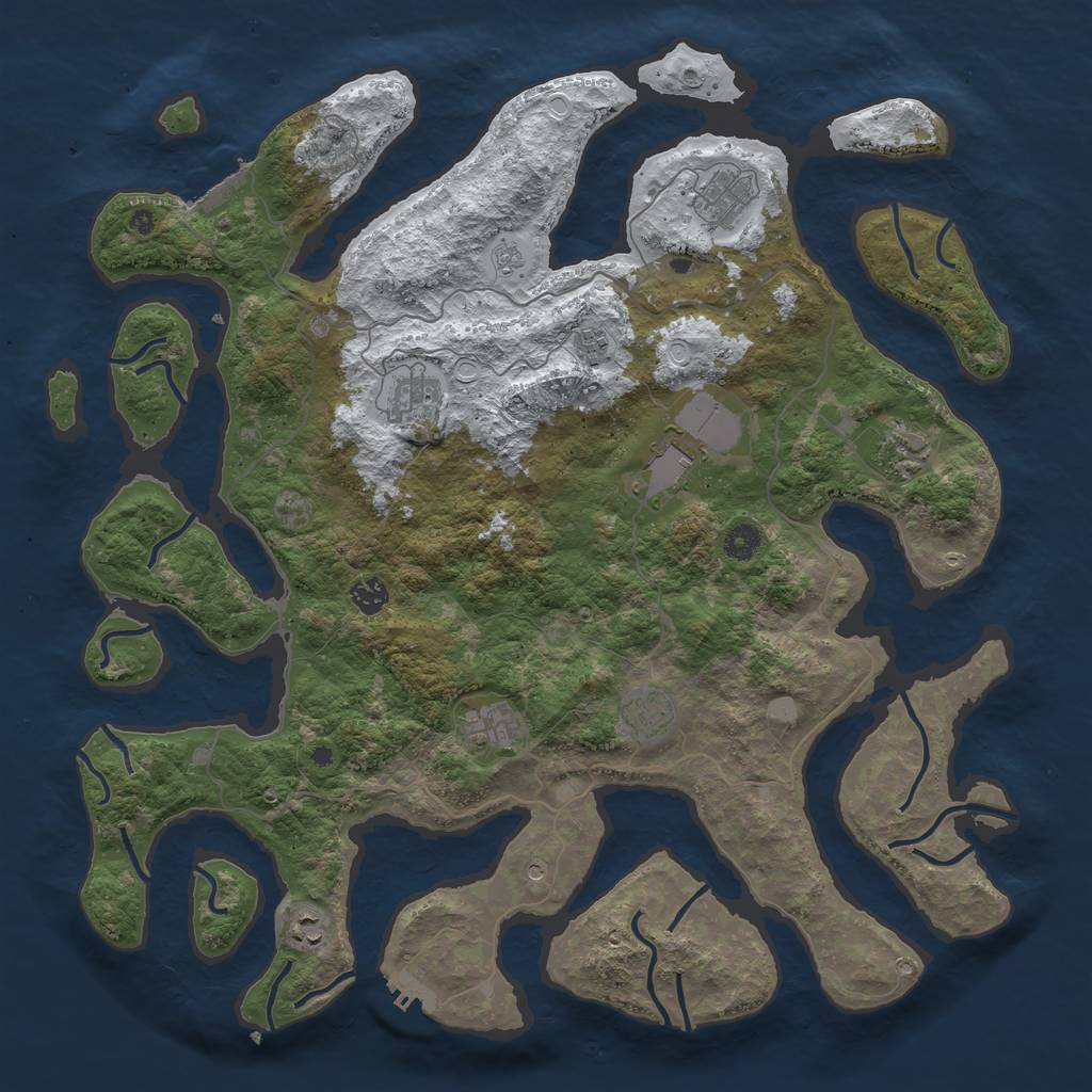 Rust Map: Procedural Map, Size: 4500, Seed: 1176594825, 18 Monuments