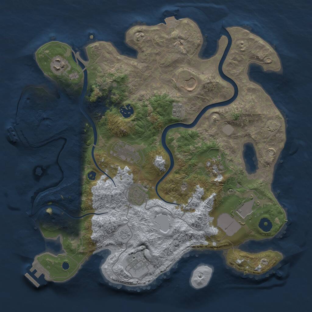 Rust Map: Procedural Map, Size: 3500, Seed: 1549685454, 15 Monuments