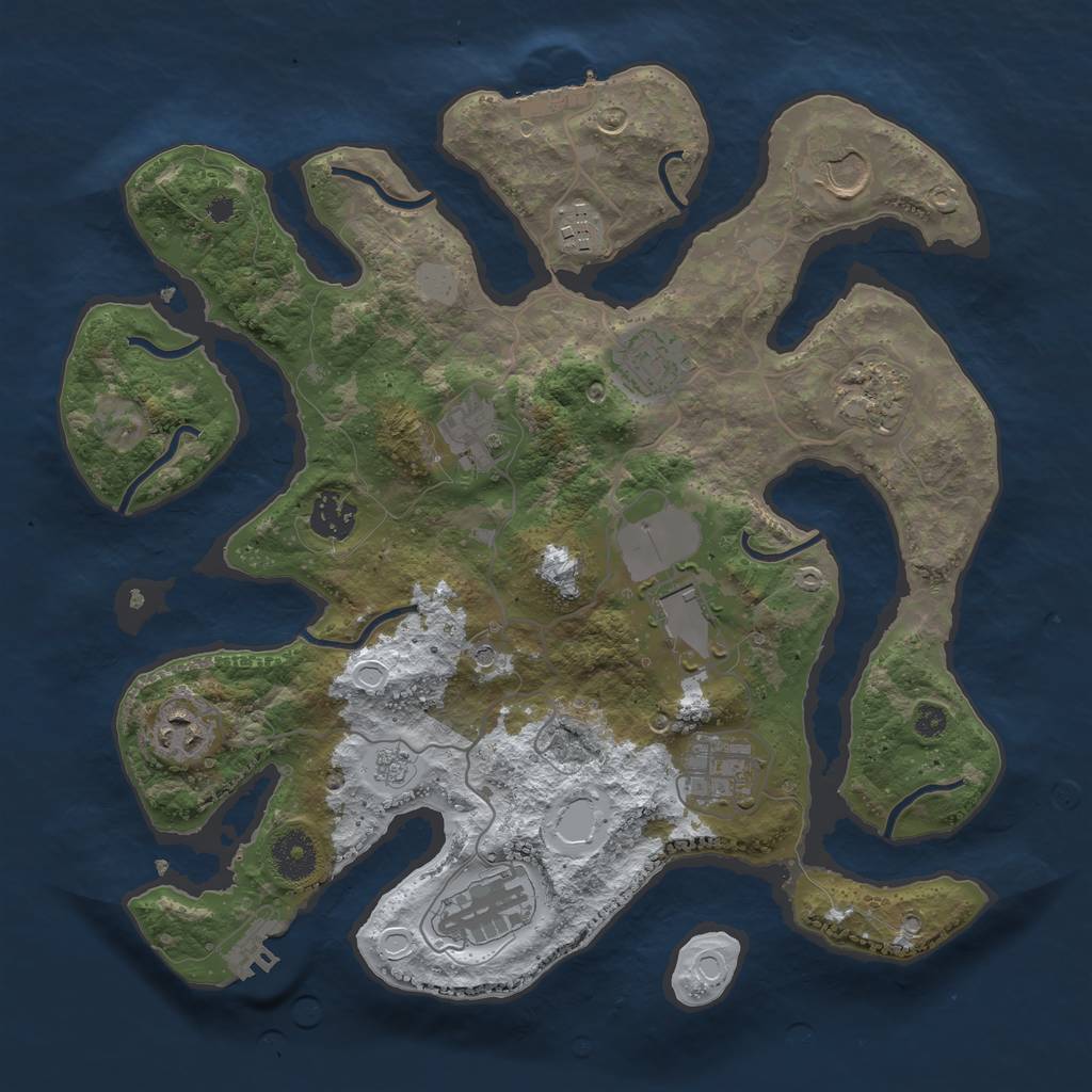 Rust Map: Procedural Map, Size: 3500, Seed: 1549685454, 19 Monuments