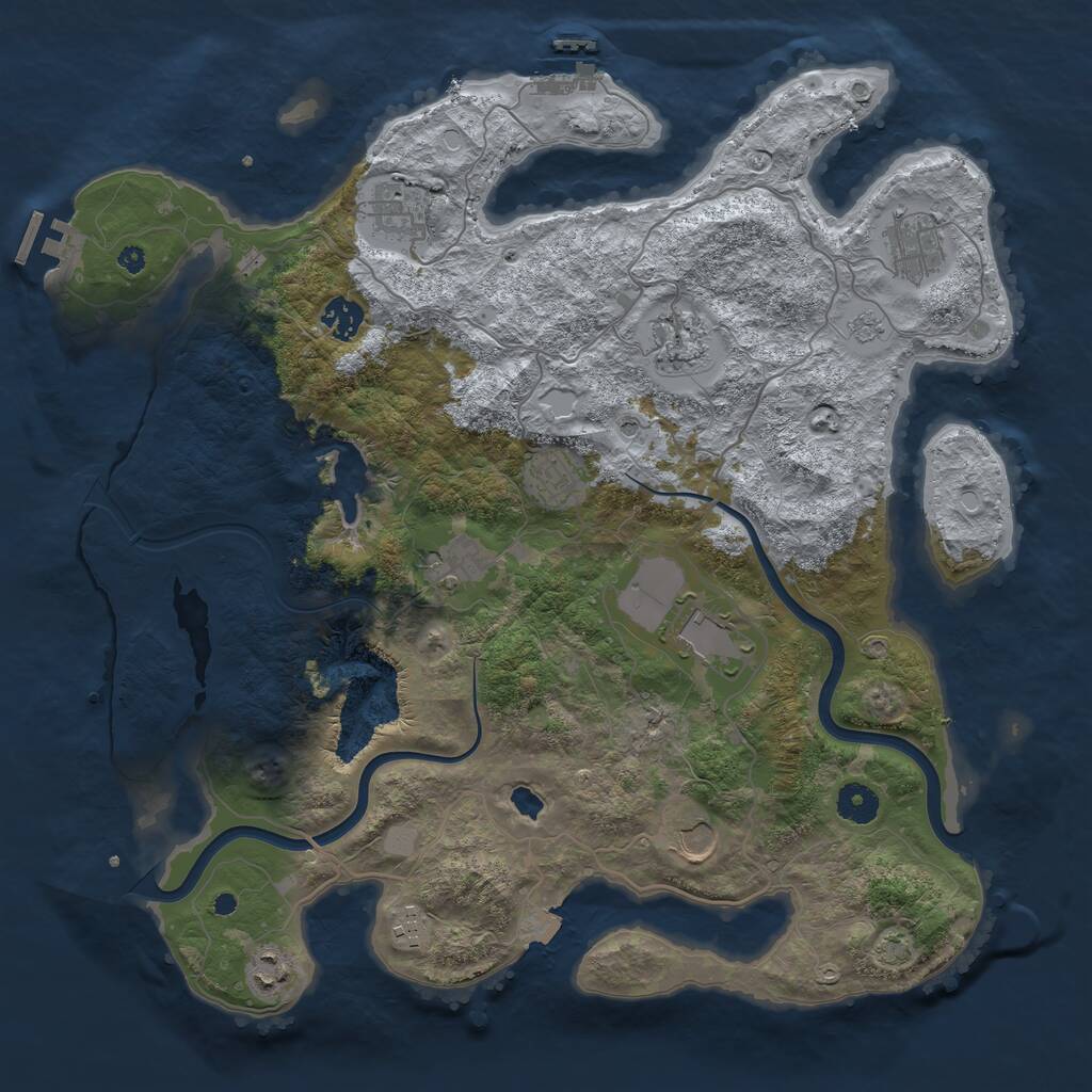 Rust Map: Procedural Map, Size: 4000, Seed: 121315421, 16 Monuments