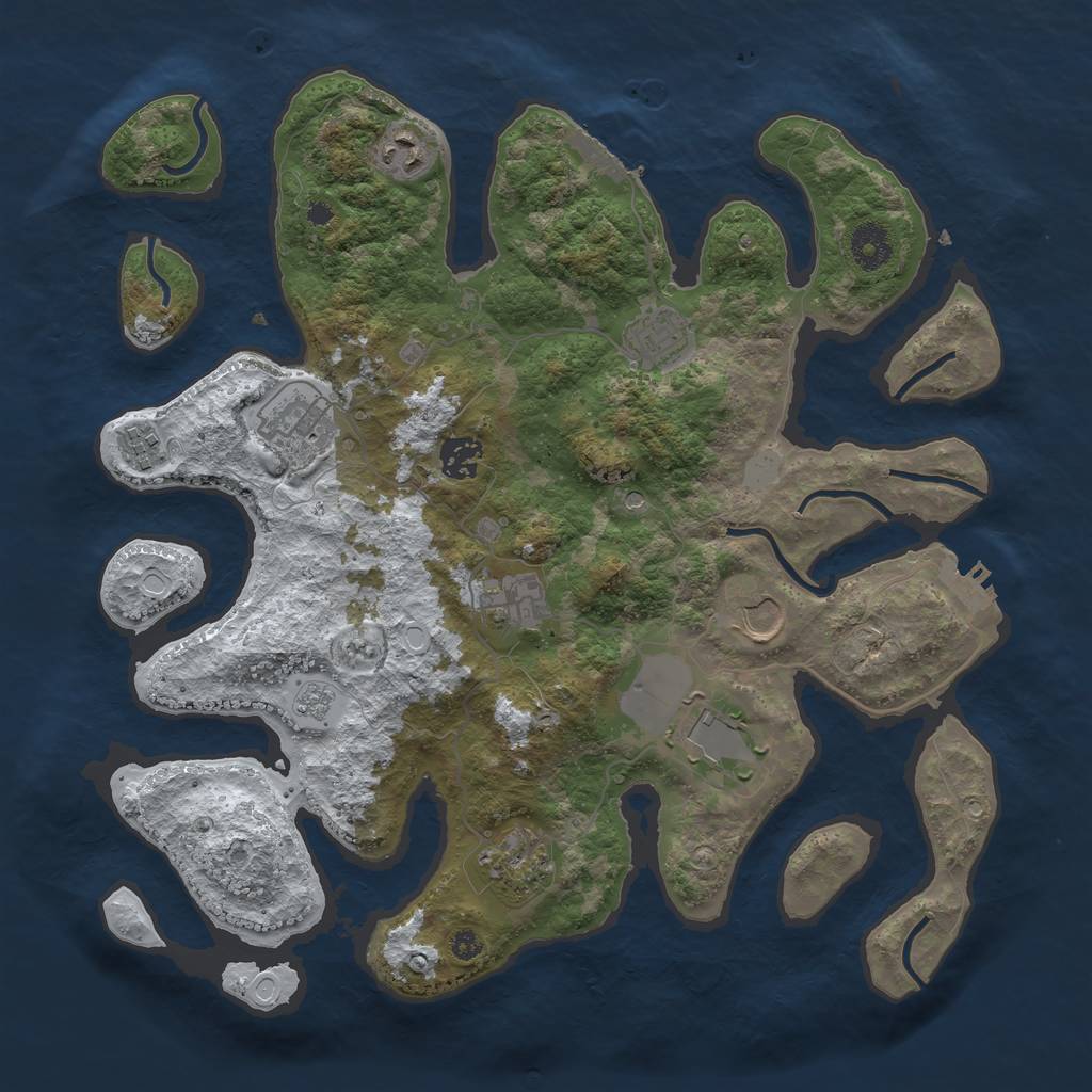 Rust Map: Procedural Map, Size: 3700, Seed: 65521, 18 Monuments