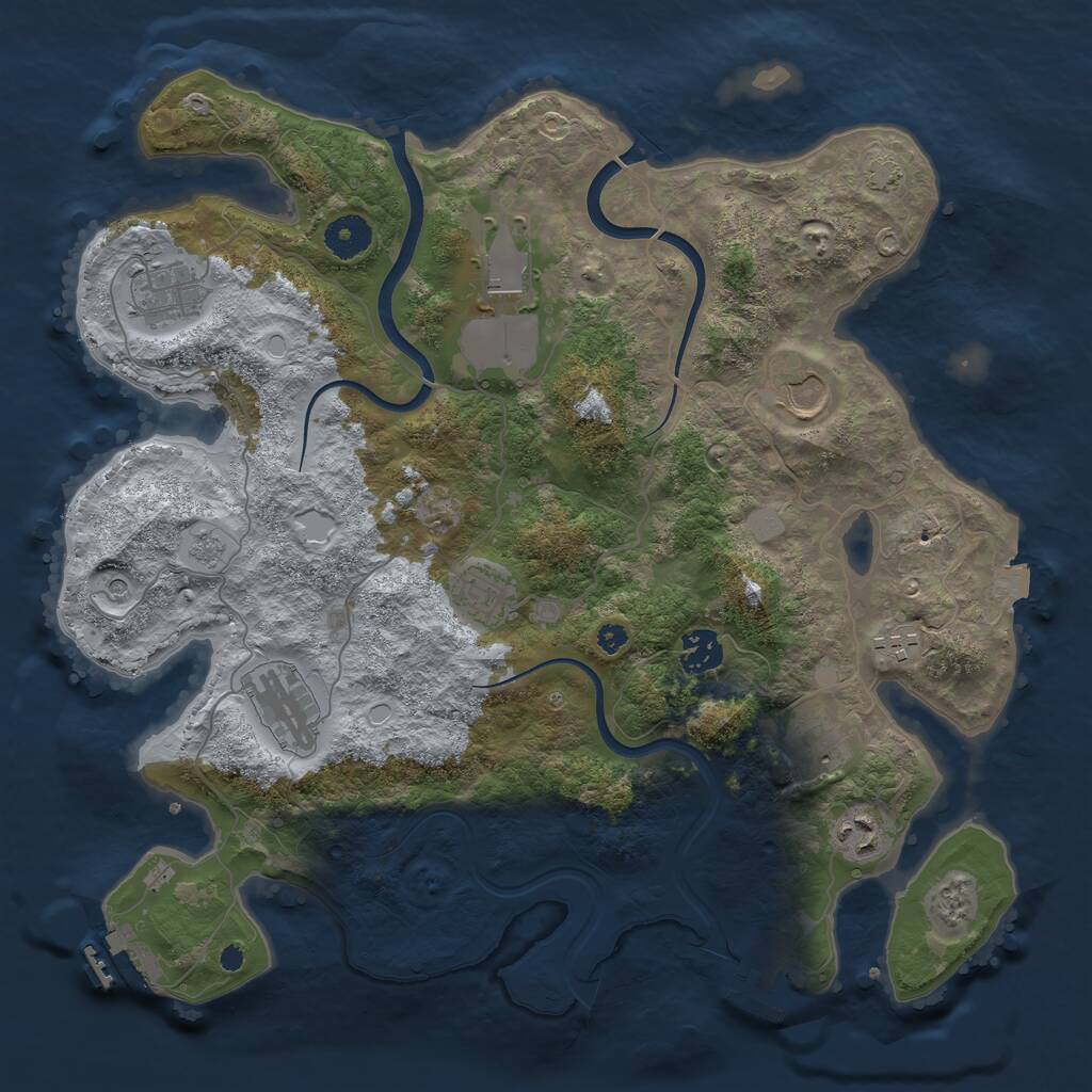 Rust Map: Procedural Map, Size: 3700, Seed: 4570344, 15 Monuments