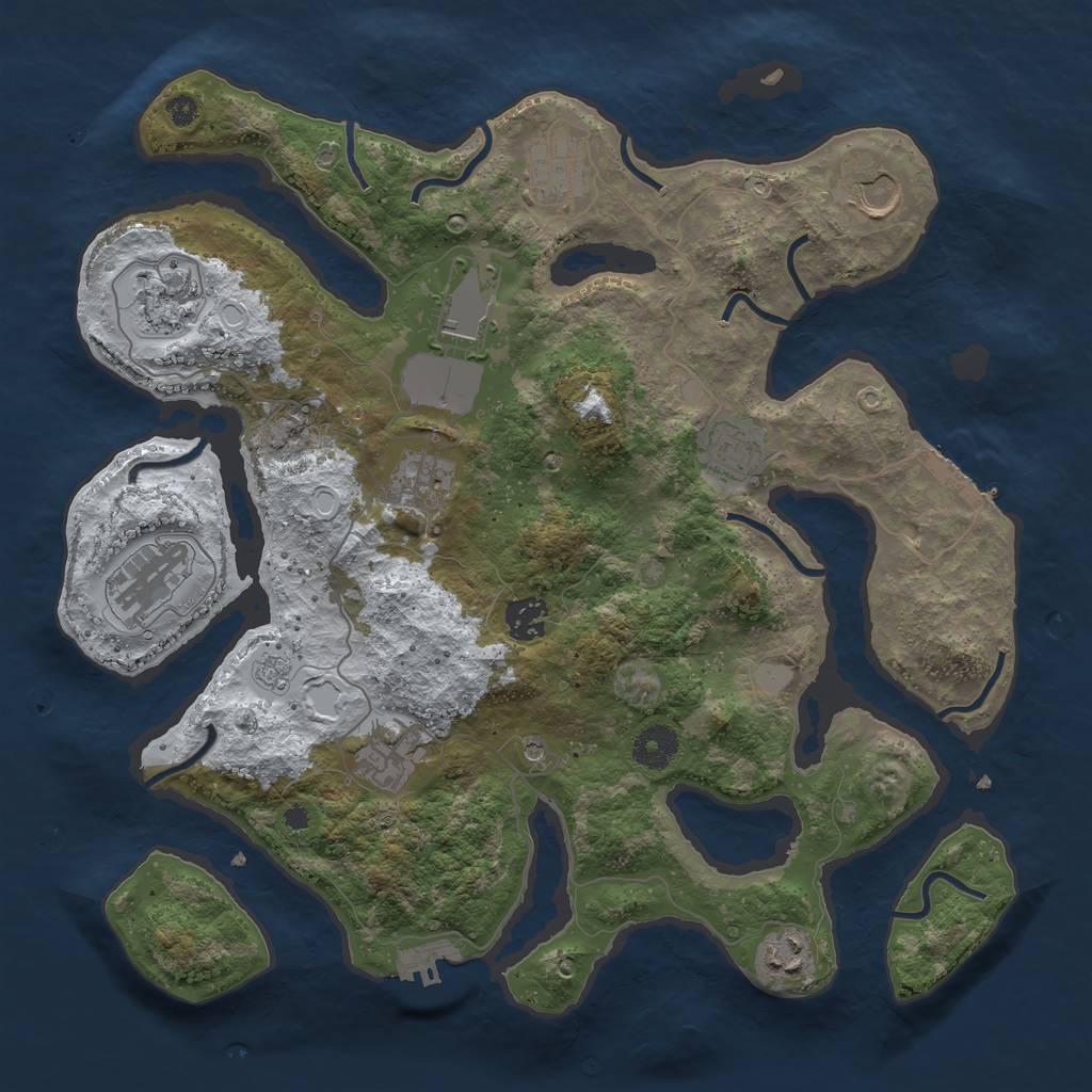 Rust Map: Procedural Map, Size: 3700, Seed: 4570344, 19 Monuments