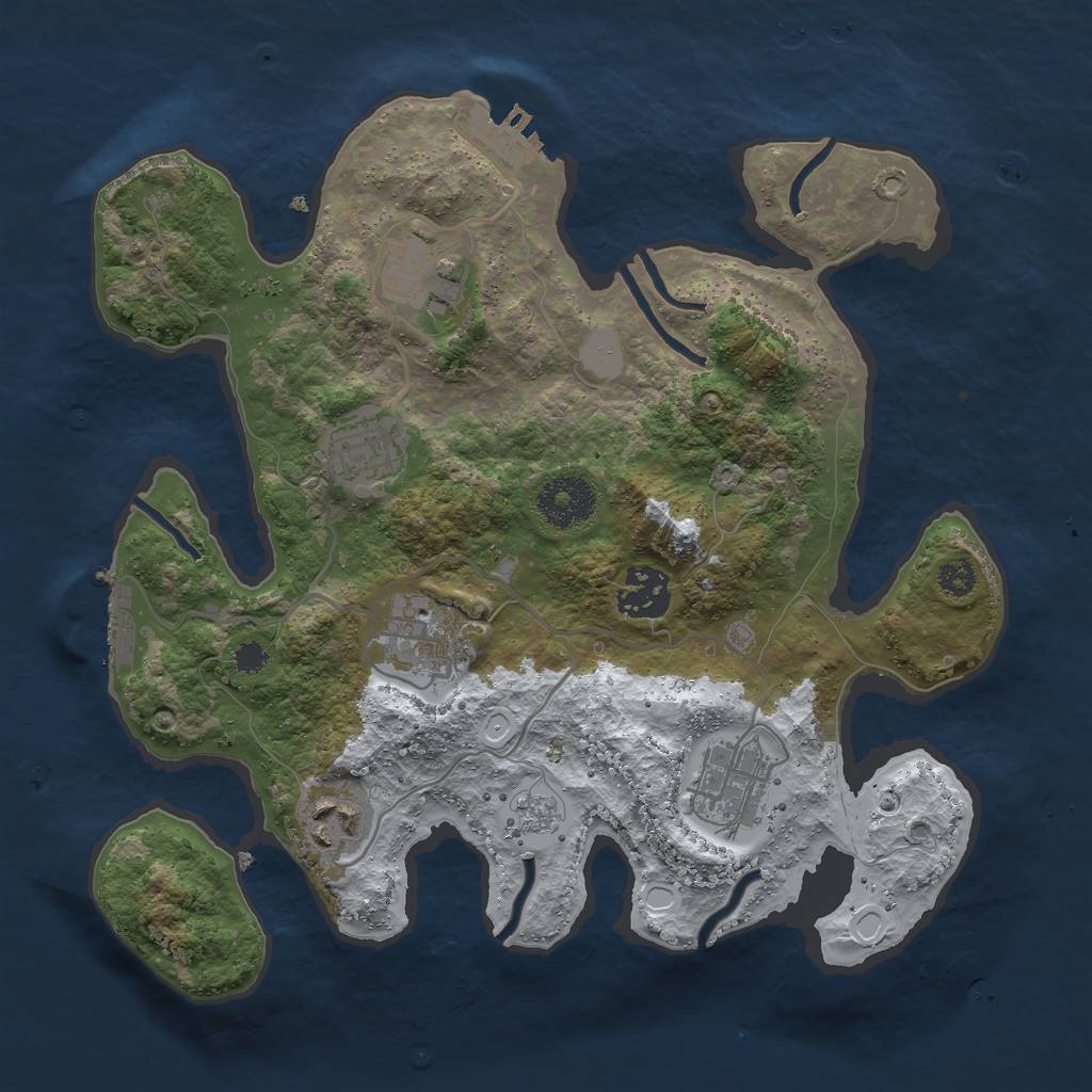 Rust Map: Procedural Map, Size: 3000, Seed: 453274808, 14 Monuments