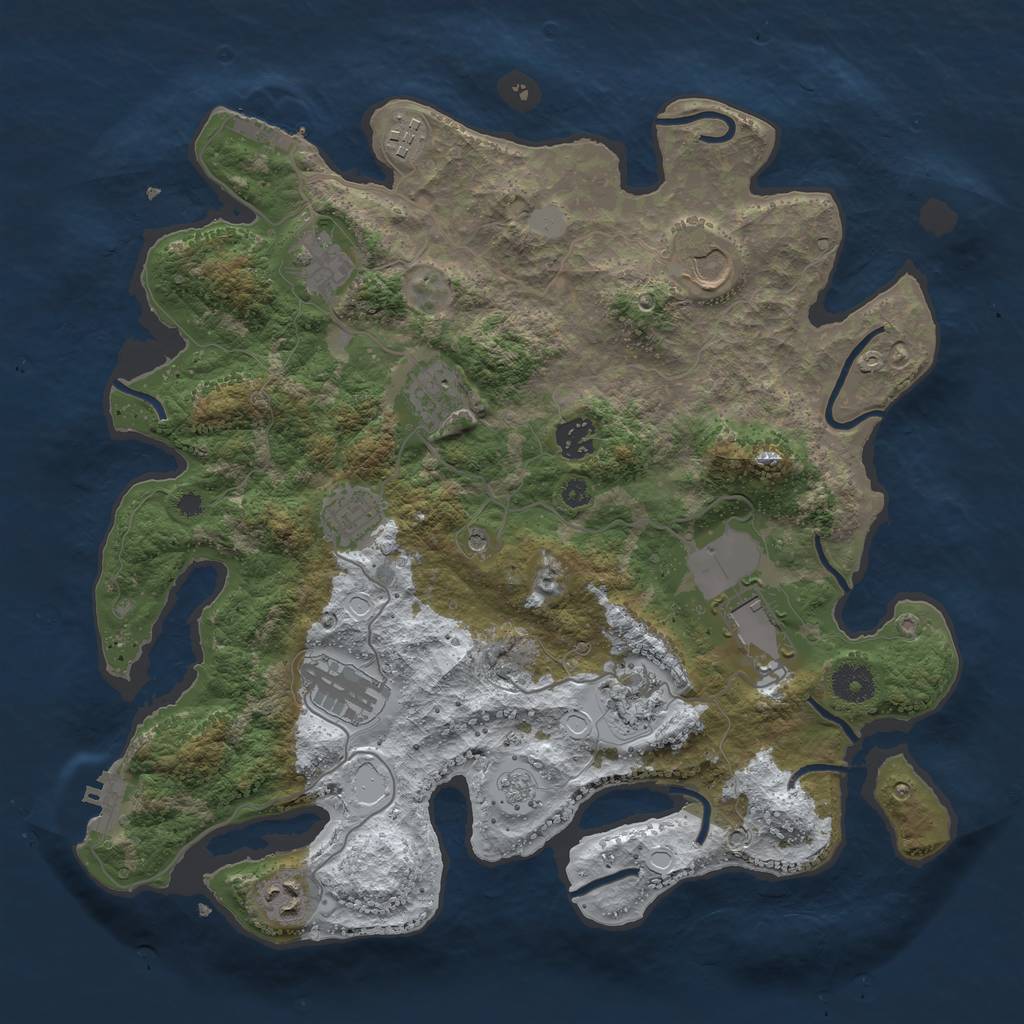 Rust Map: Procedural Map, Size: 3750, Seed: 670126, 19 Monuments