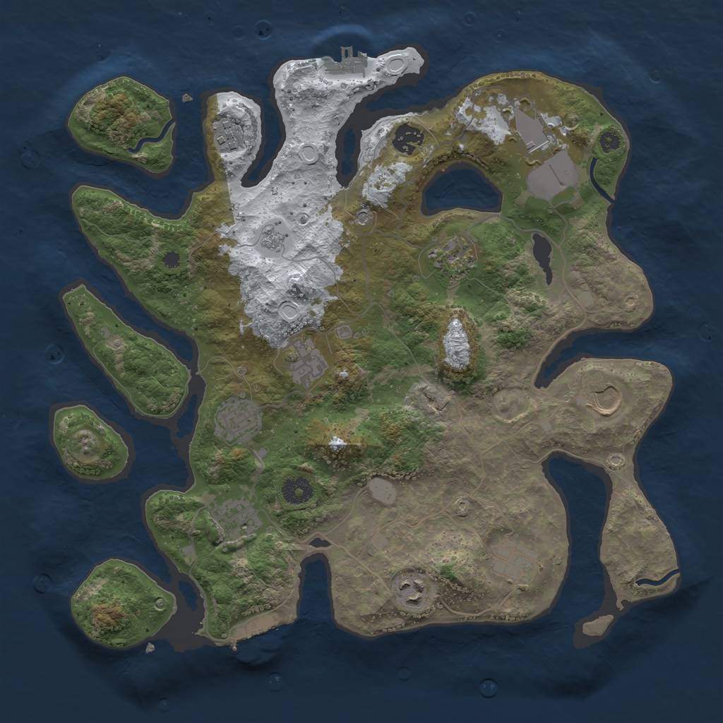 Rust Map: Procedural Map, Size: 3700, Seed: 3618455, 19 Monuments