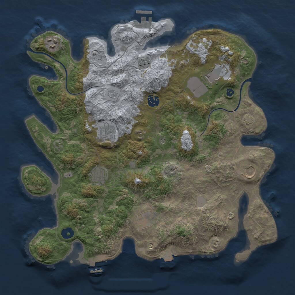Rust Map: Procedural Map, Size: 3700, Seed: 3618455, 14 Monuments