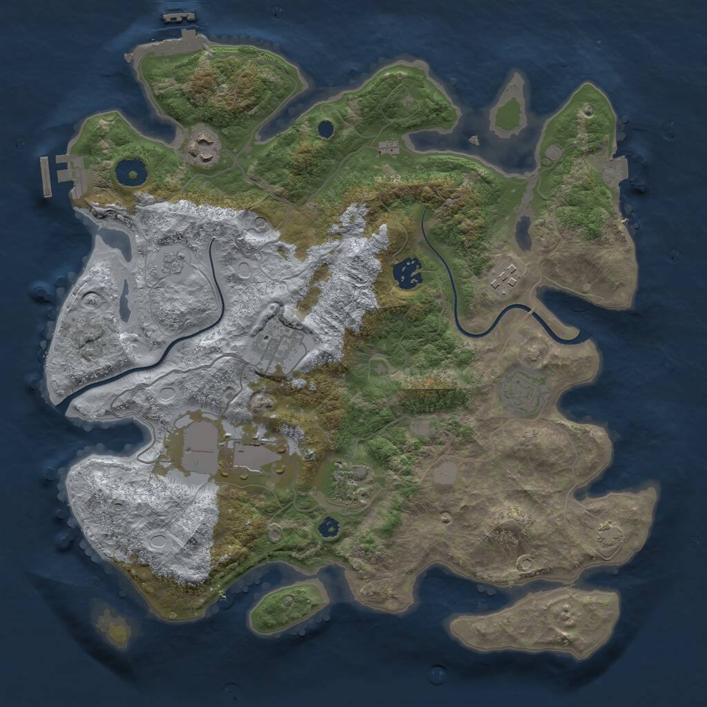 Rust Map: Procedural Map, Size: 3500, Seed: 125, 13 Monuments