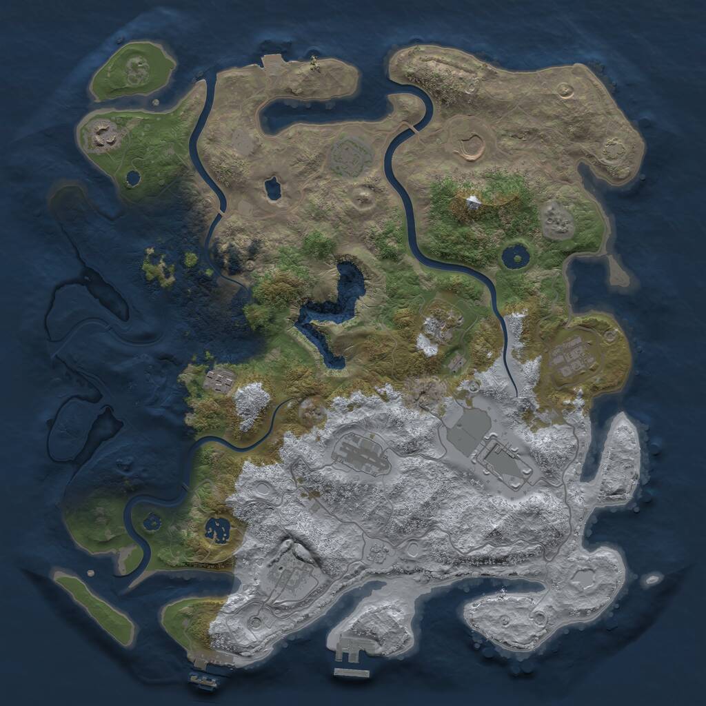 Rust Map: Procedural Map, Size: 4050, Seed: 1808296250, 16 Monuments