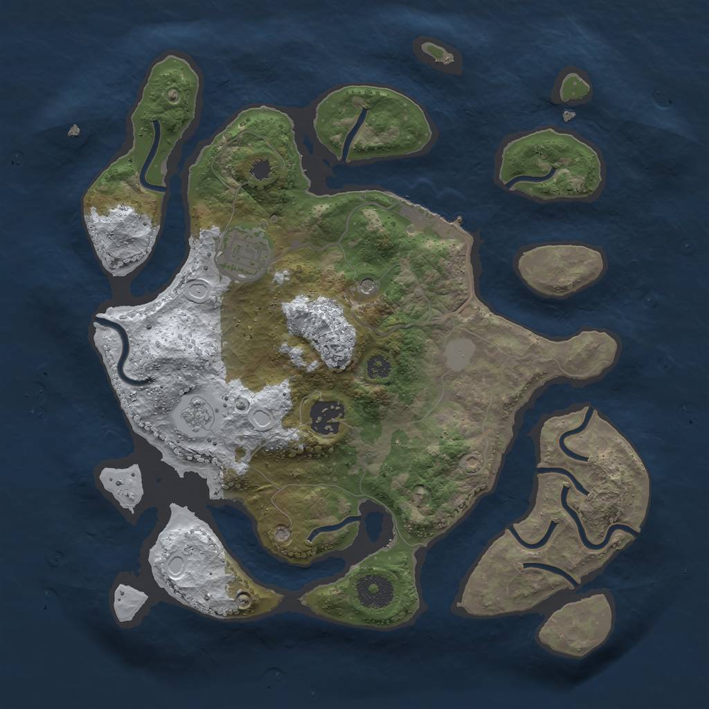 Rust Map: Procedural Map, Size: 3000, Seed: 17772, 10 Monuments