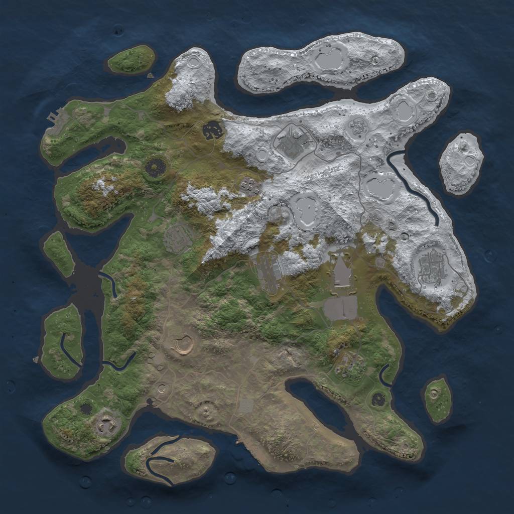 Rust Map: Procedural Map, Size: 3950, Seed: 1794973082, 19 Monuments