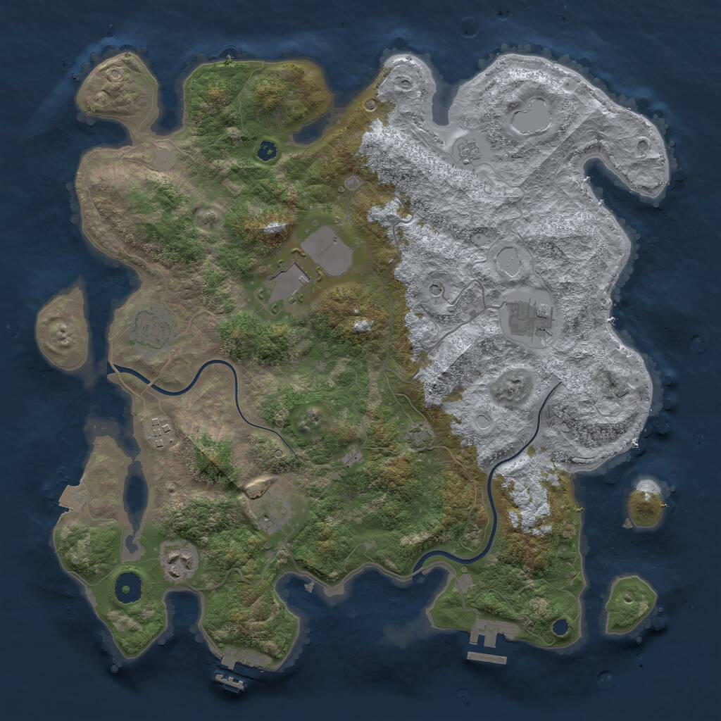 Rust Map: Procedural Map, Size: 3700, Seed: 120613282, 12 Monuments