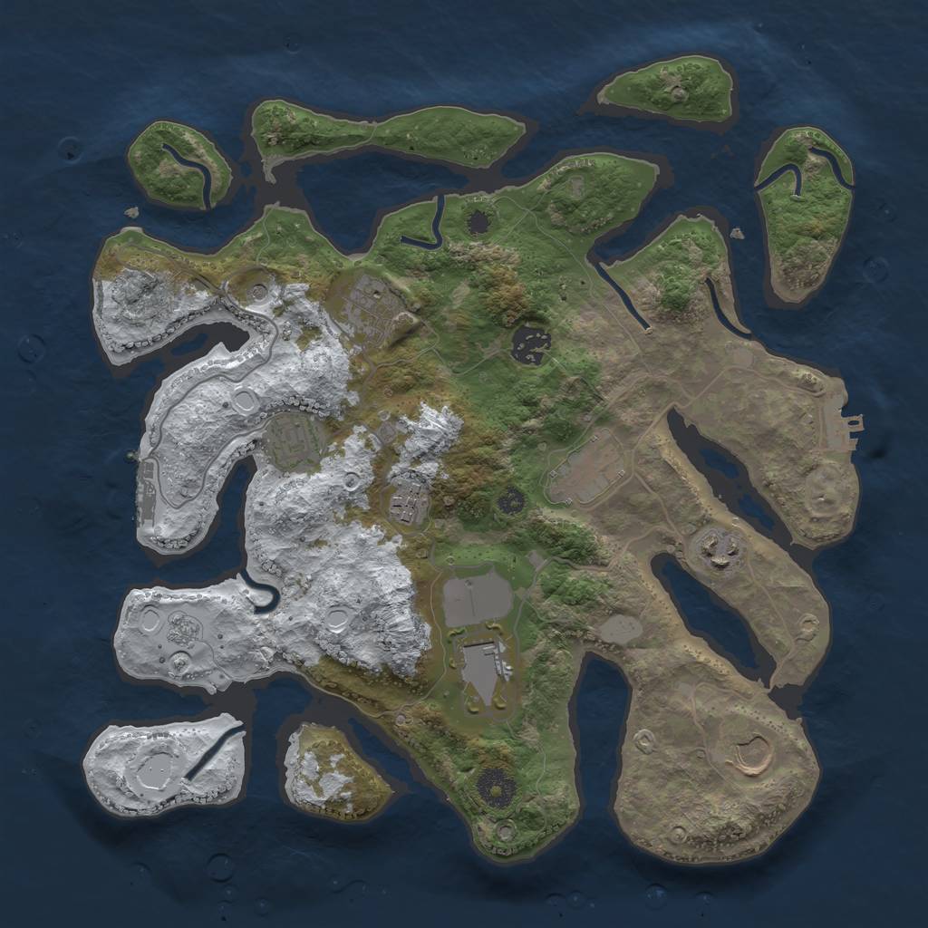 Rust Map: Procedural Map, Size: 3500, Seed: 3117129, 17 Monuments