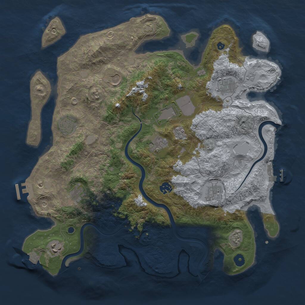 Rust Map: Procedural Map, Size: 3950, Seed: 1314436309, 16 Monuments