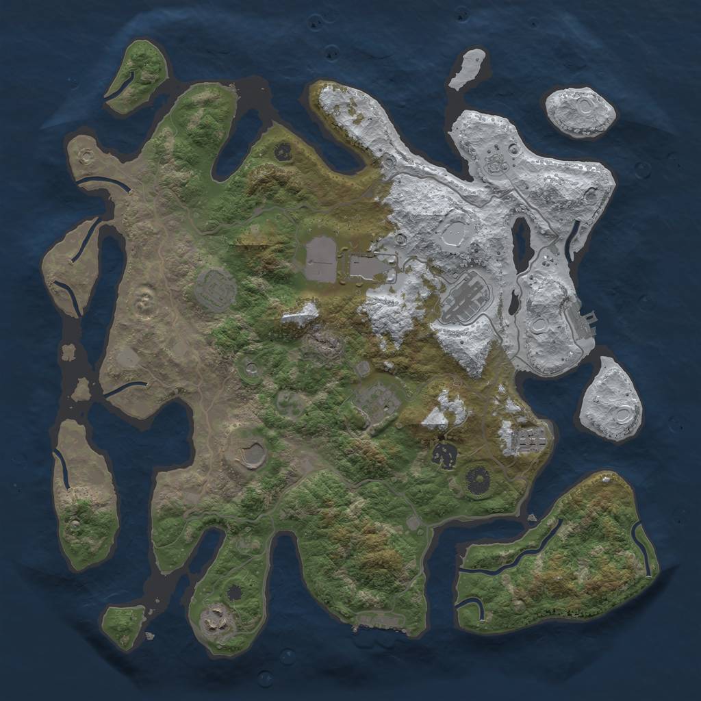 Rust Map: Procedural Map, Size: 4000, Seed: 131405, 17 Monuments
