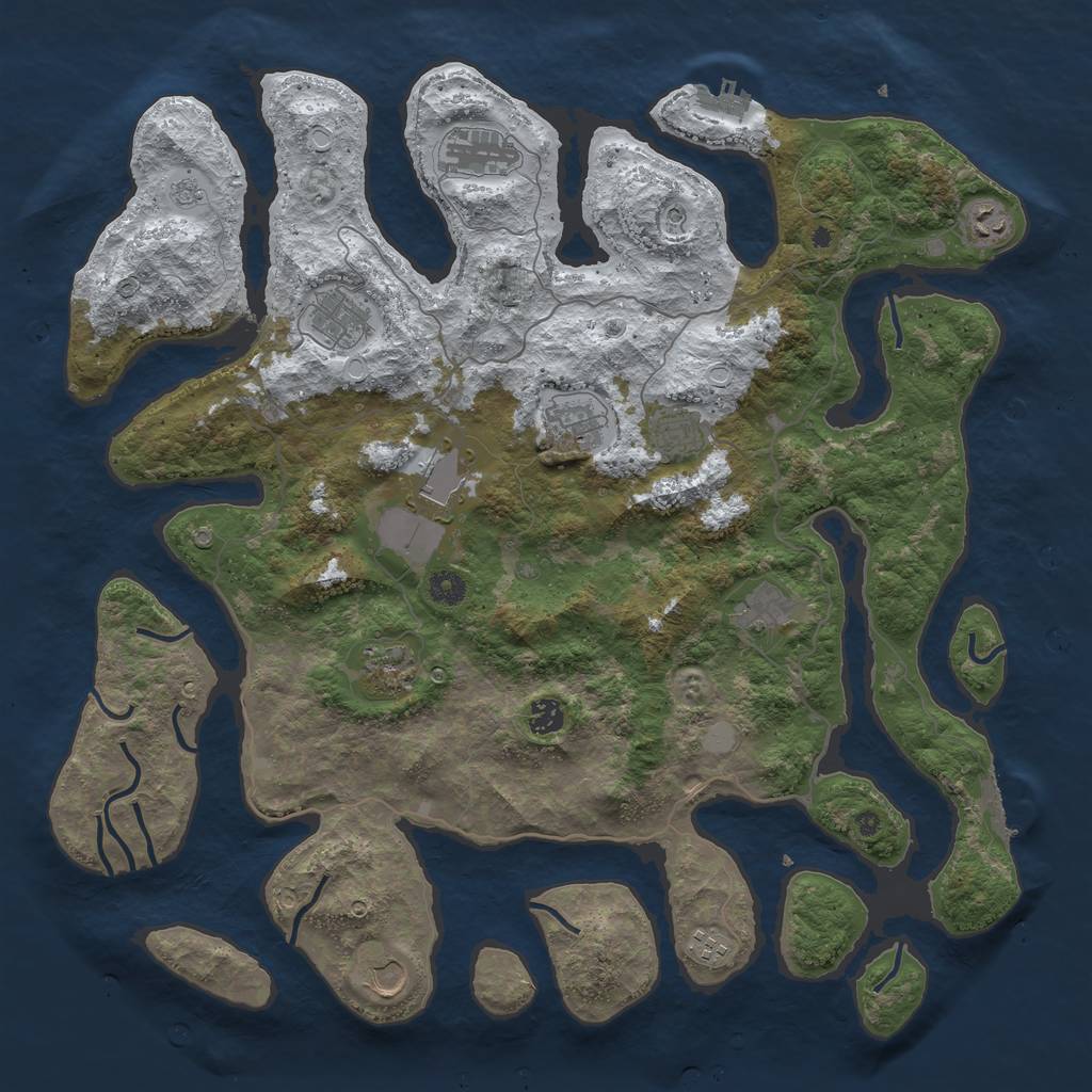 Rust Map: Procedural Map, Size: 4500, Seed: 25083622, 20 Monuments