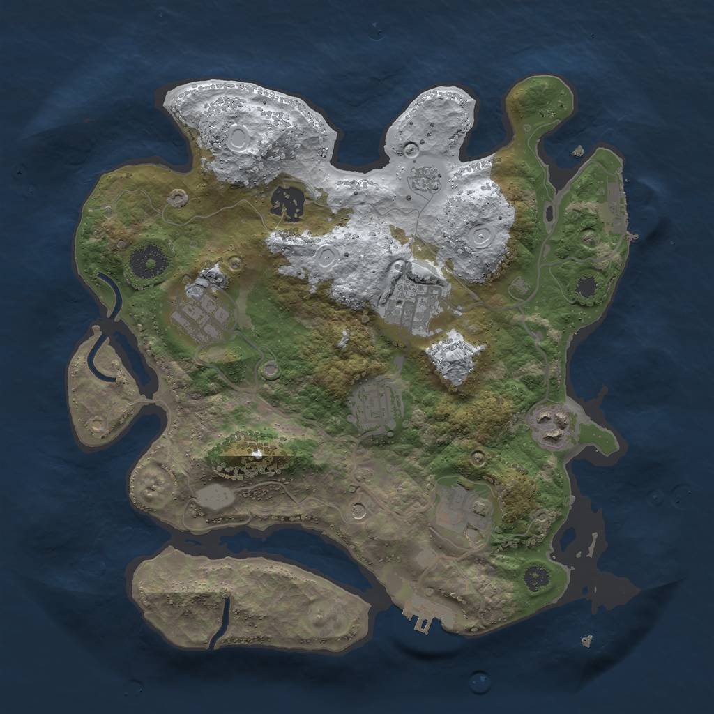 Rust Map: Procedural Map, Size: 3000, Seed: 2031527953, 15 Monuments