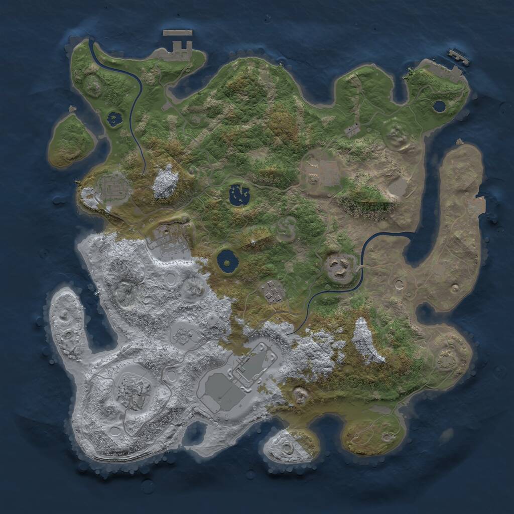 Rust Map: Procedural Map, Size: 3550, Seed: 924681, 14 Monuments